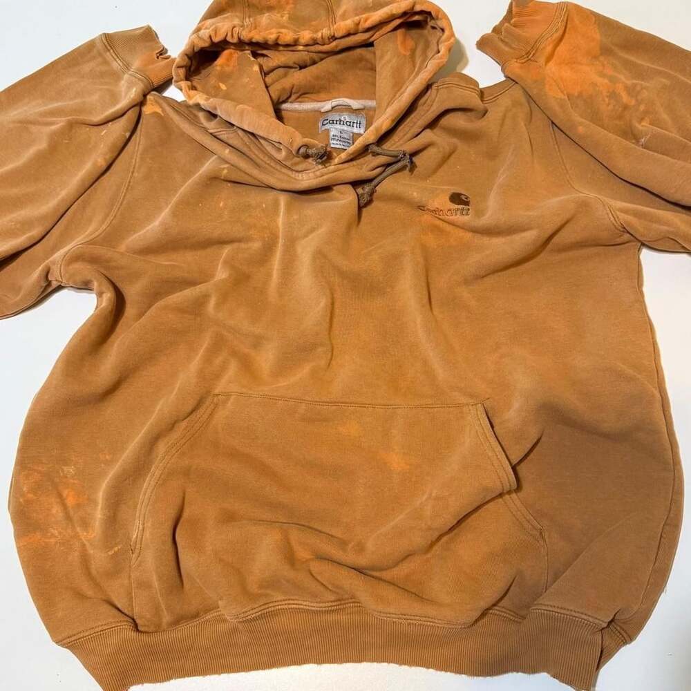 Carhartt Distressed Bleach Wash Hoodie Sweatshirt Large